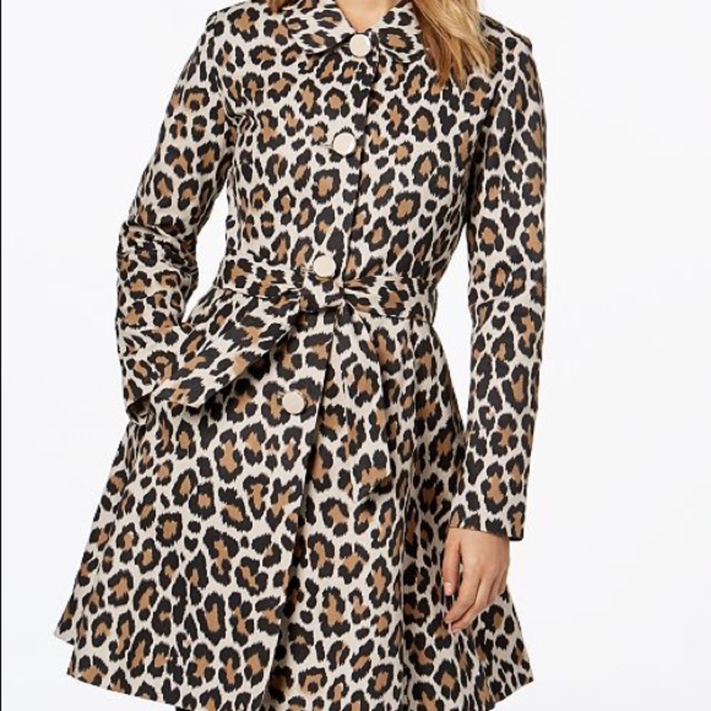 KATE SPADE Animal Print Tie-Waist Trench Coat